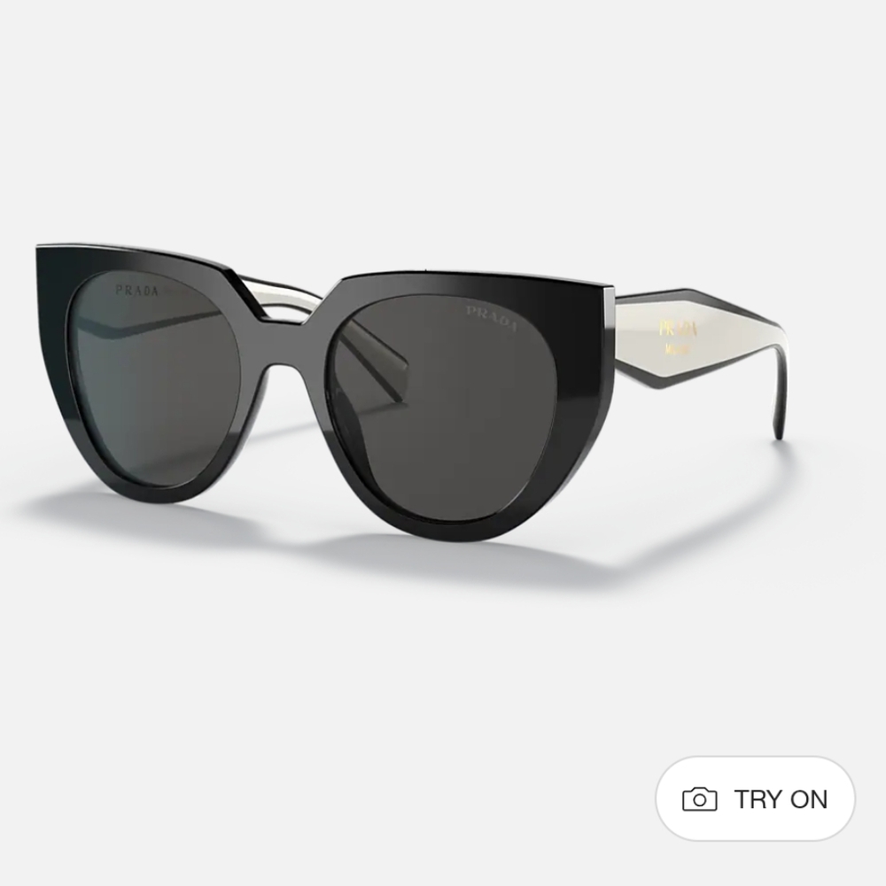 PRADA Black and White Cat-Eye Sunglasses with Gold Logo